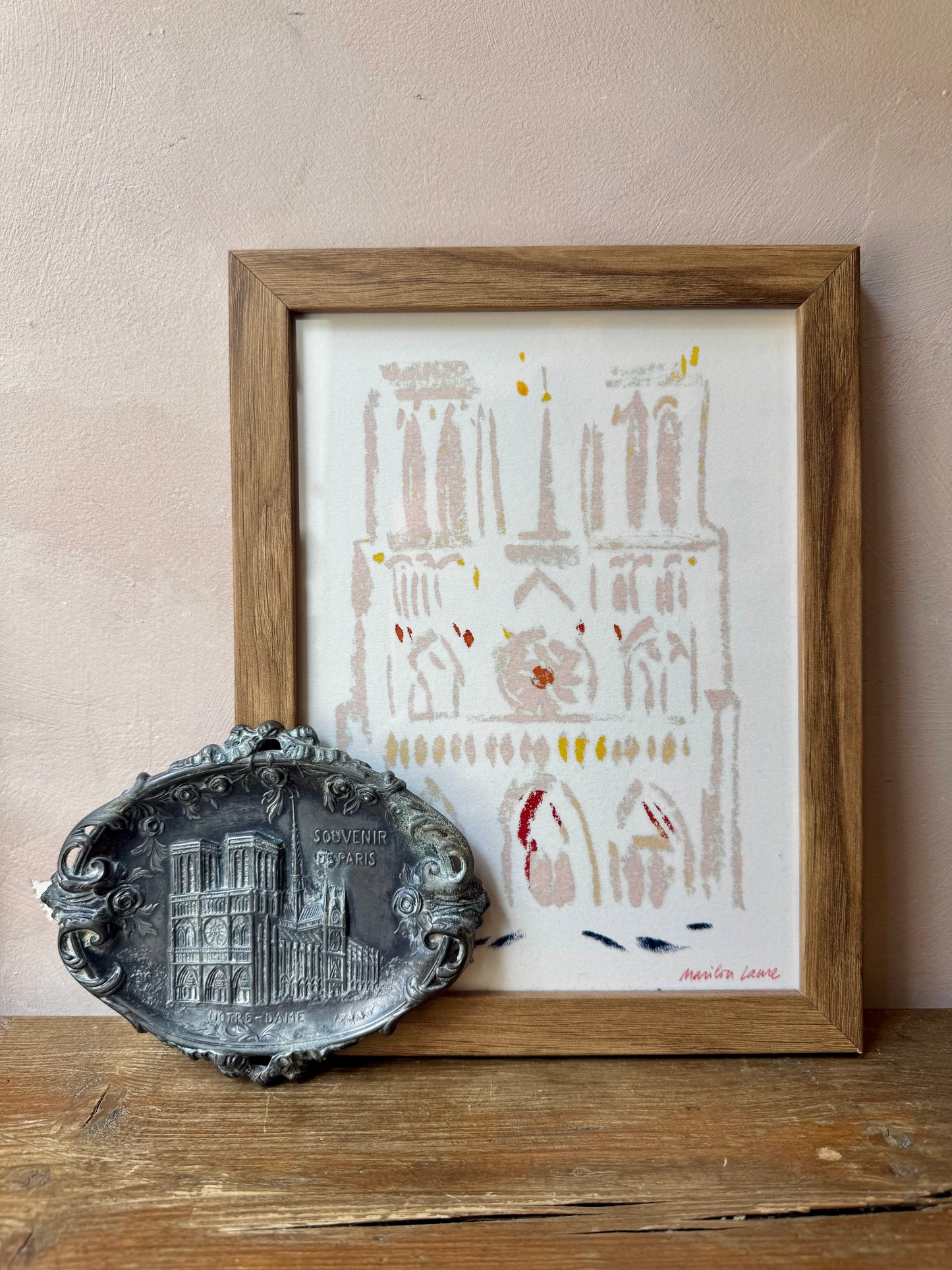 Vintage Art Nouveau Notre-Dame de Paris Trinket Tray