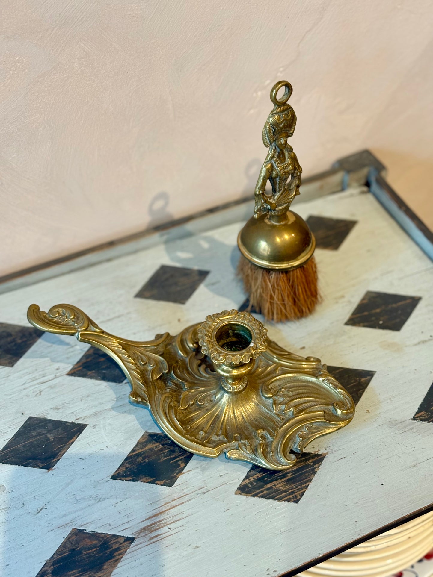 Antique Bougeoir & Balayette