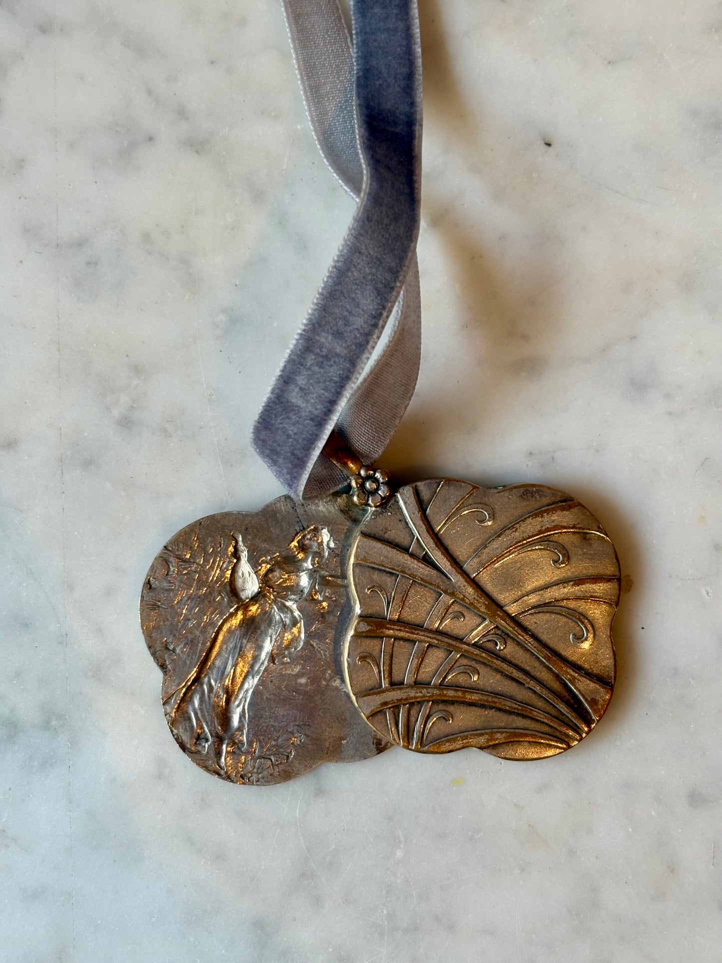 Art Nouveau Mirror Pendant Necklace