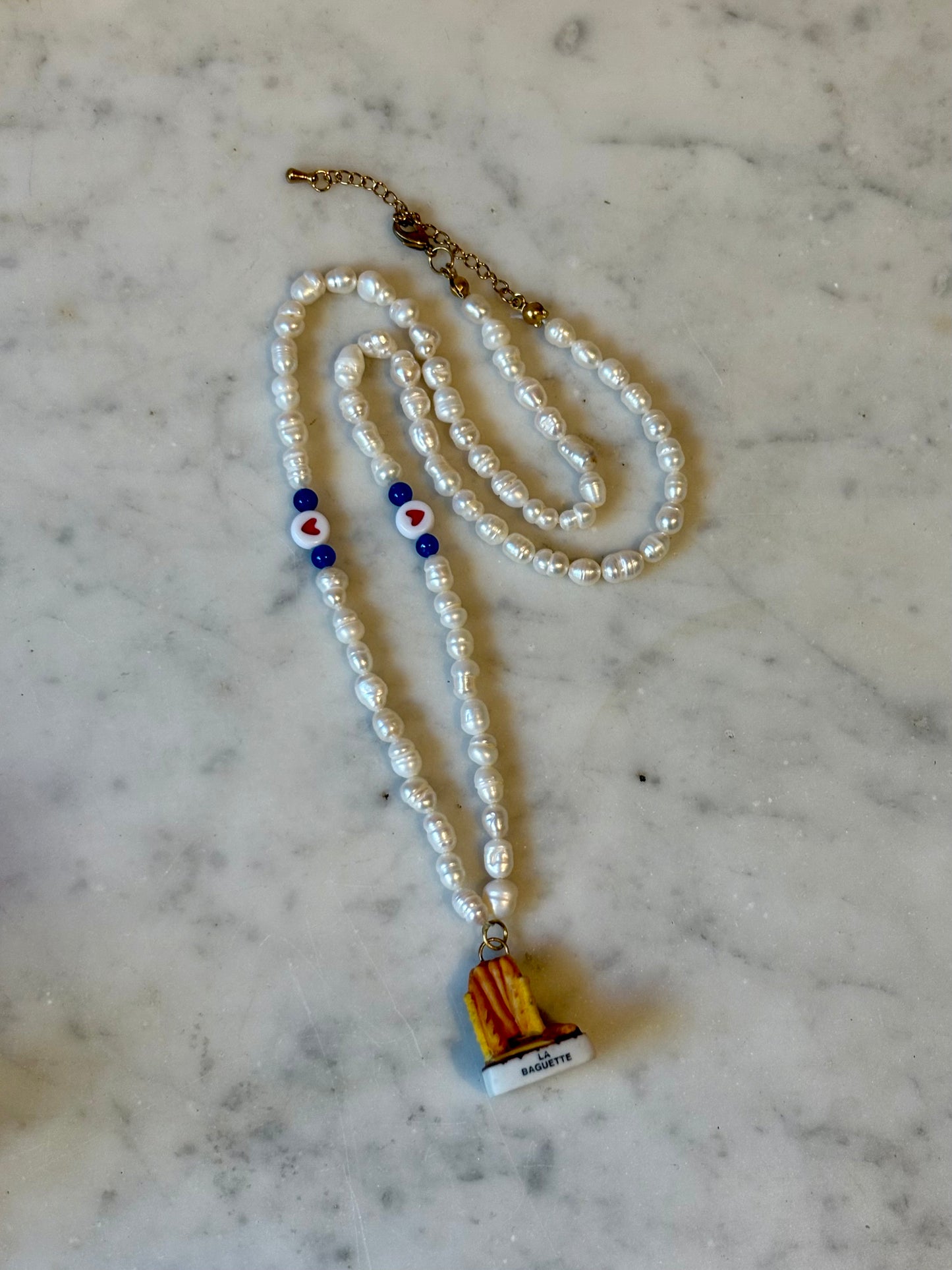 Vintage Porcelain Fève River Pearl Necklace Made-in-House