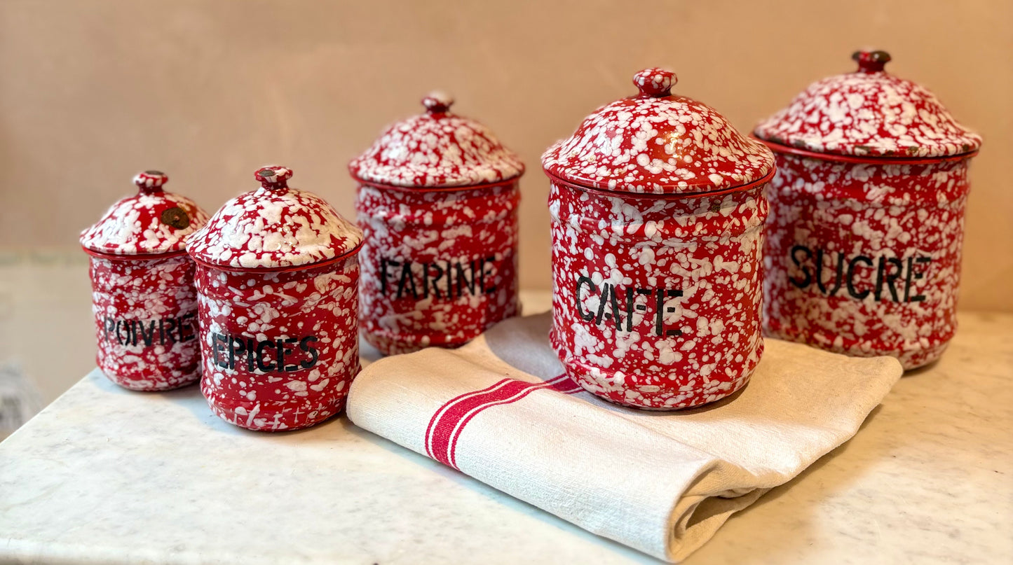 French Speckled Enamel Nesting Pots