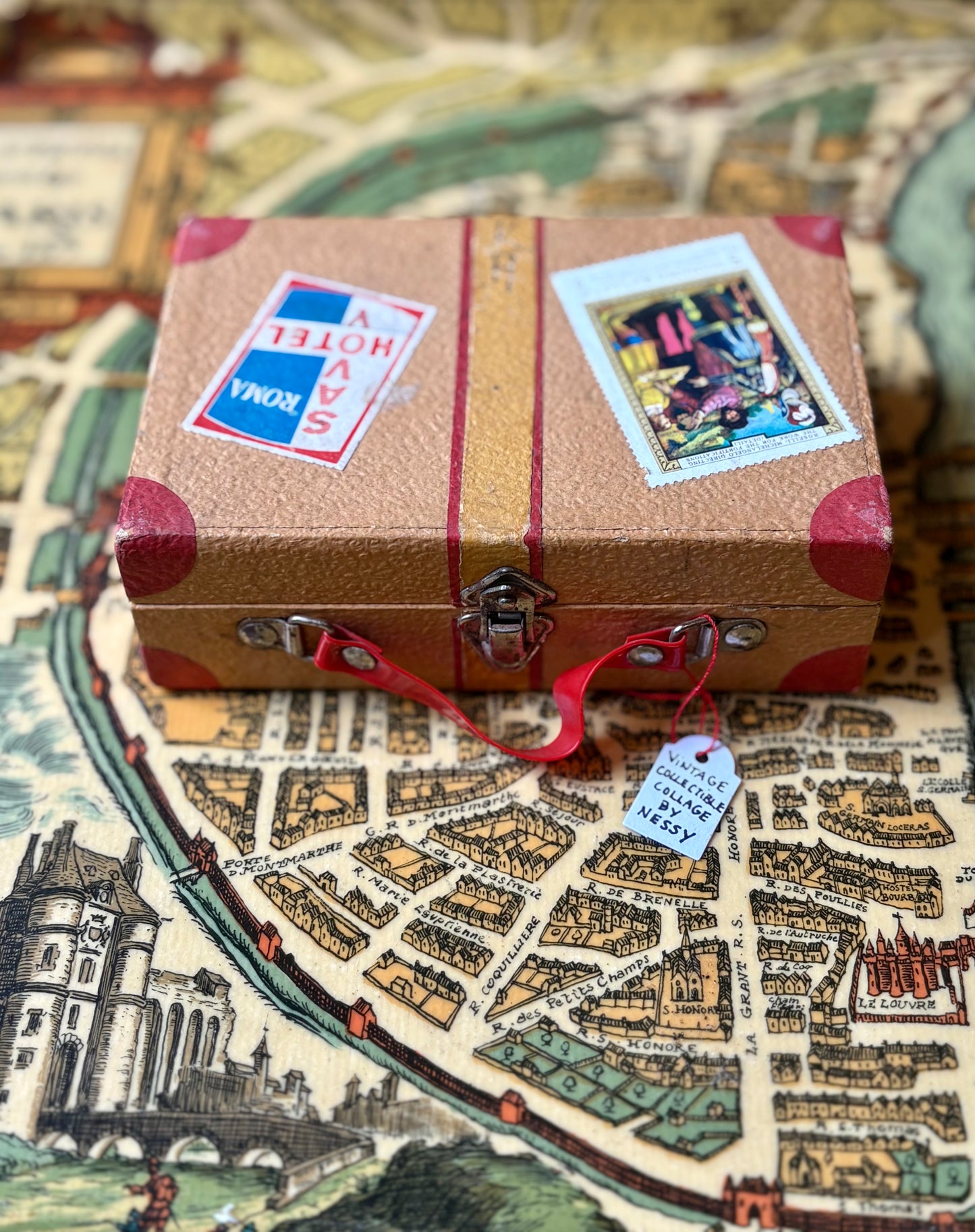 Vintage Paris Curio Collage in Miniature Suitcase by Nessy