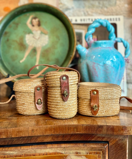 Vintage Basket Flasks from Thermal French Spa Towns