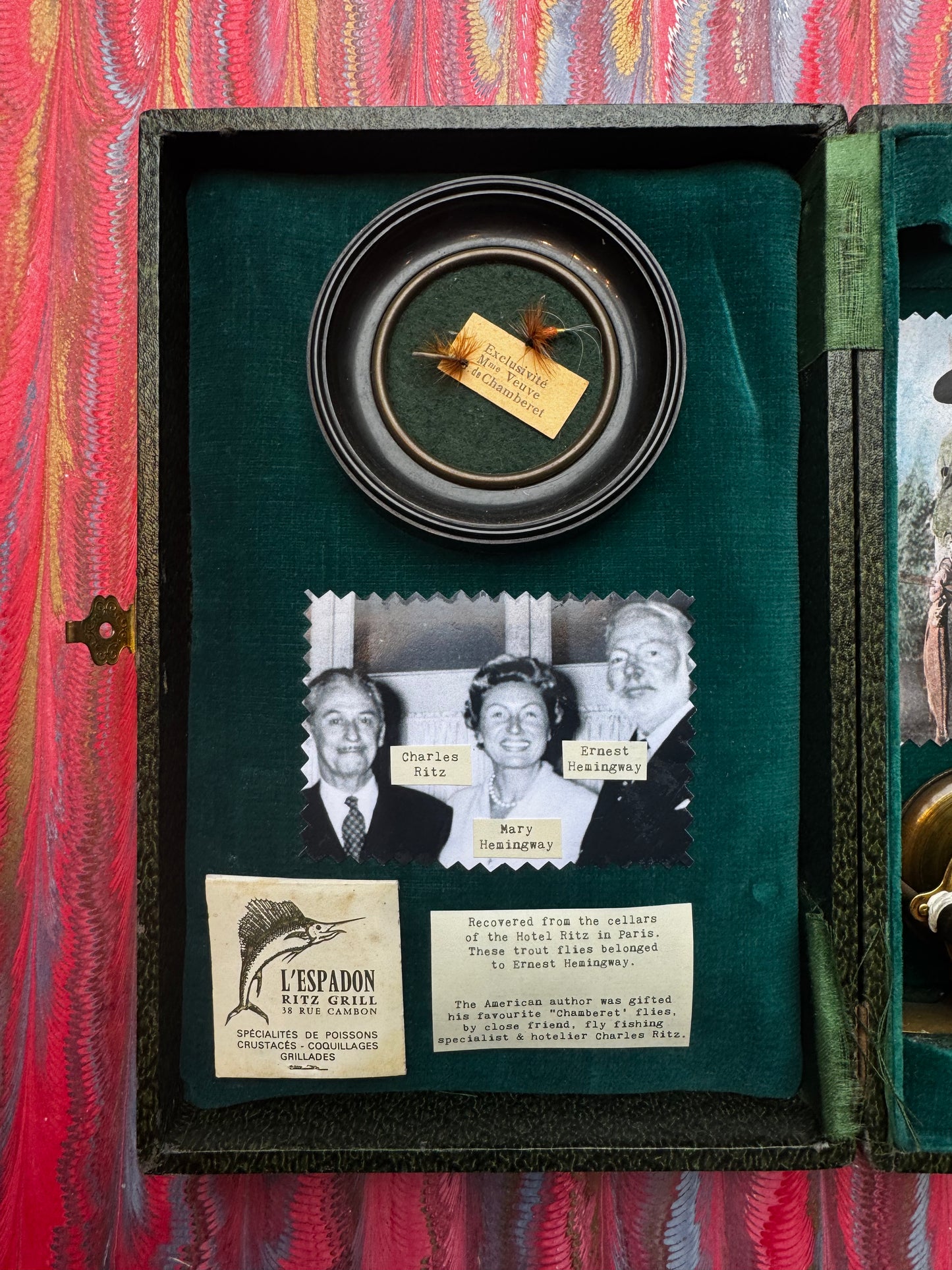 Ernest Hemingway's Trout Flies Encased in a Handmade Memory Box