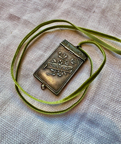 Art Nouveau Souvenir de Paris Postcard Locket Necklace