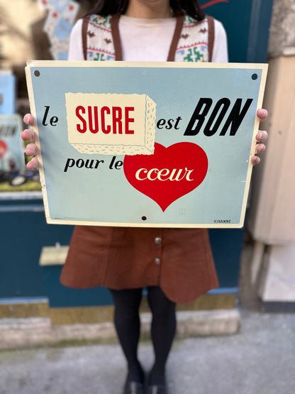 Hand-painted 1960s French Metal Sign