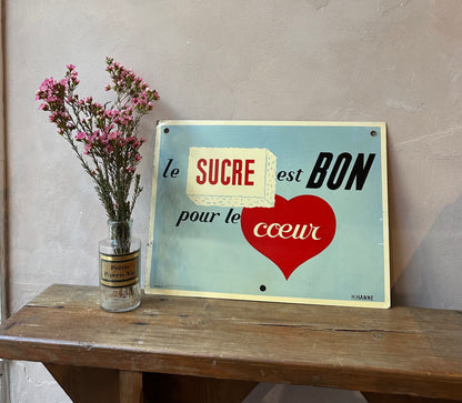 Hand-painted 1960s French Metal Sign