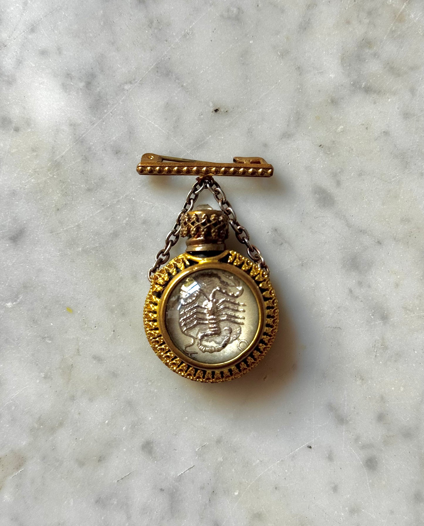 Antique French Perfume Vial Brooch