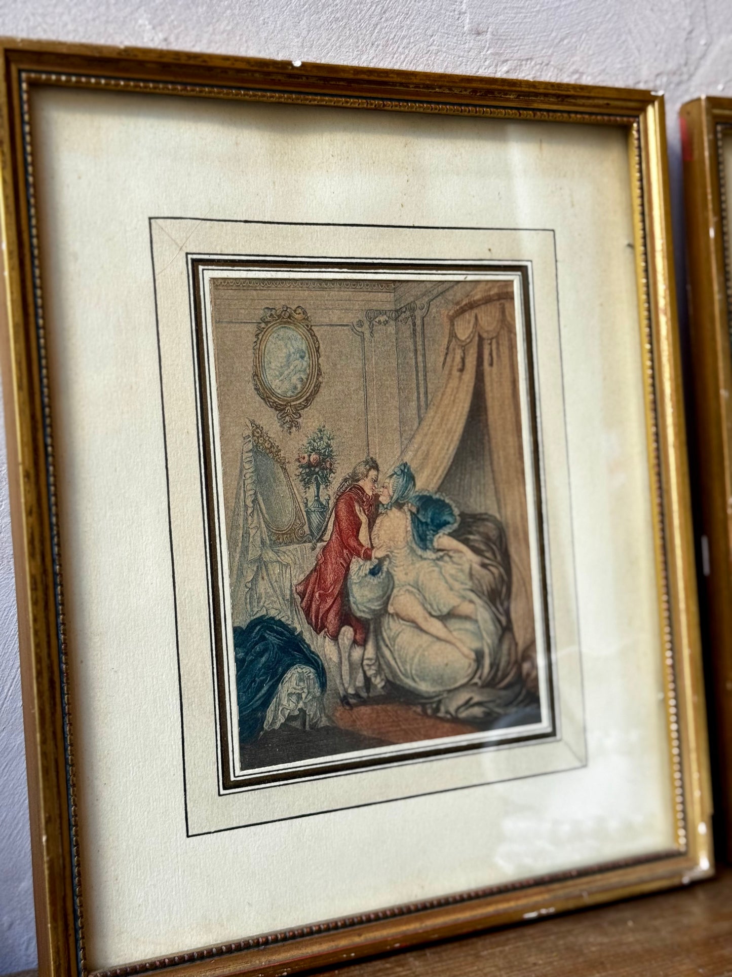 Pair of Romantic French Hand Coloured Engravings