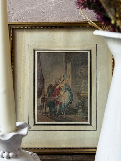 Pair of Romantic French Hand Coloured Engravings