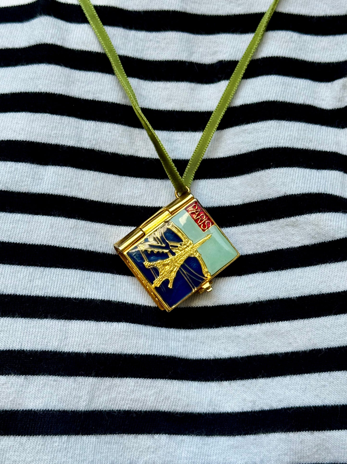 Vintage 1950s Eiffel Tower Postcard Pendant