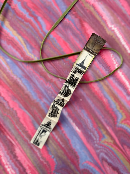 Antique Eiffel Tower Postcard Booklet Pendant