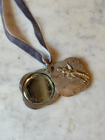 Art Nouveau Mirror Pendant Necklace