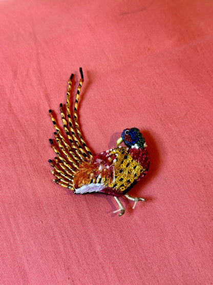 Handmade Pheasant Brooch Pin