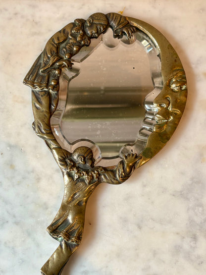 Vintage 1920s Pierrot Hand Mirror