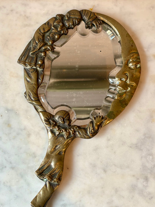 Vintage 1920s Pierrot Hand Mirror
