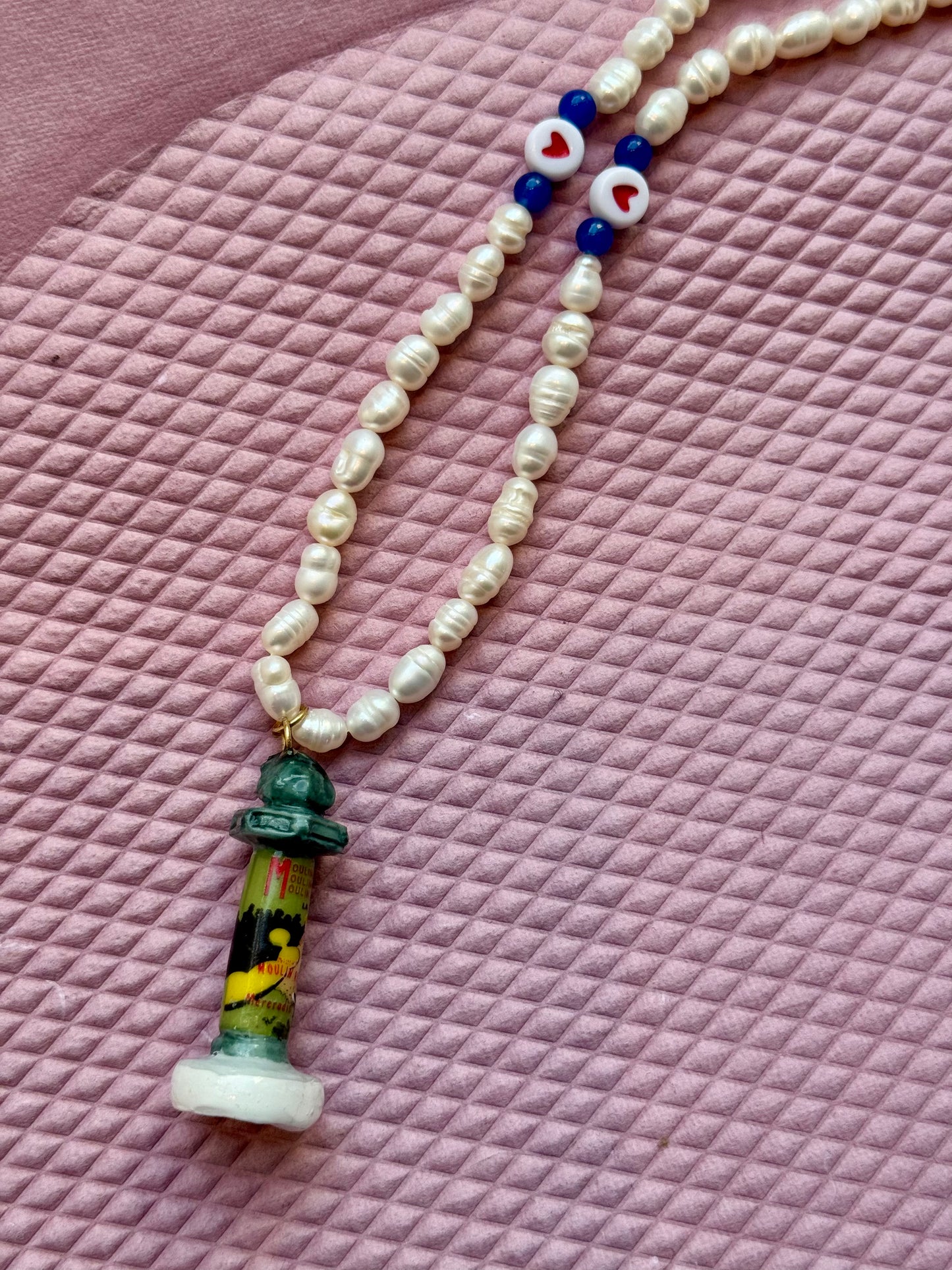 Vintage Porcelain Fève River Pearl Necklace Made-in-House