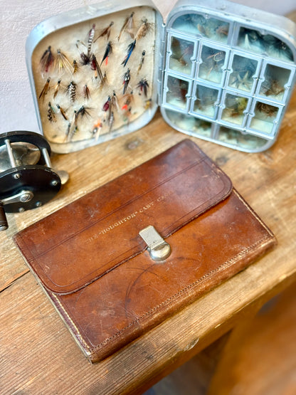 Vintage Trout & Salmon Leather Fly Fishing Wallet (c. 1920s–1930s)