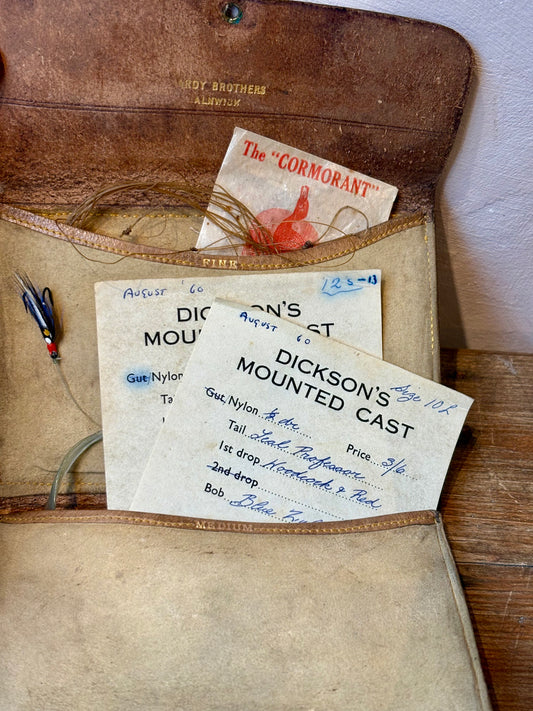 Vintage Trout & Salmon Leather Fly Fishing Wallet (c. 1920s–1930s)