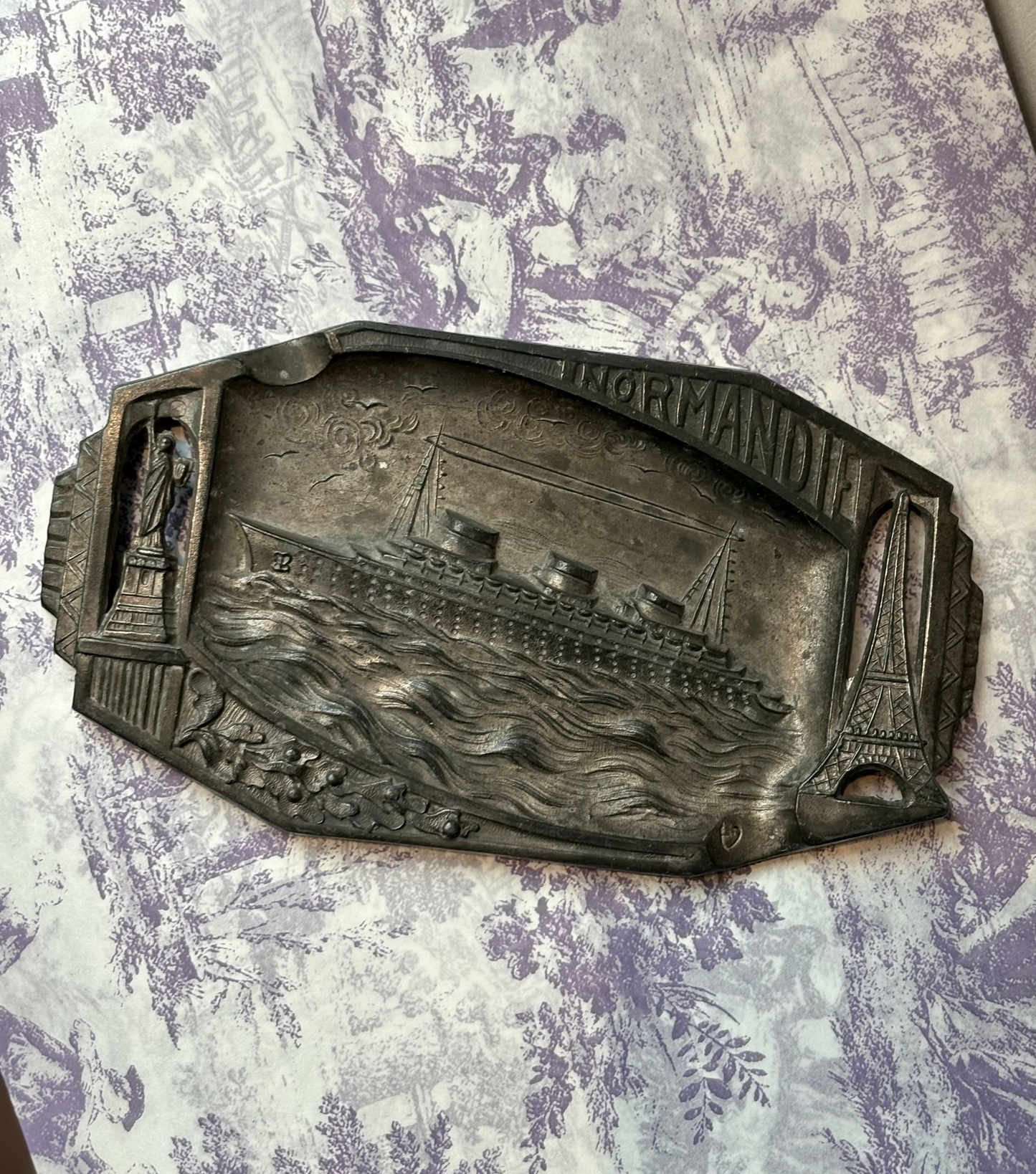 Antique "Le Normandie" Transatlantic Ship Tray