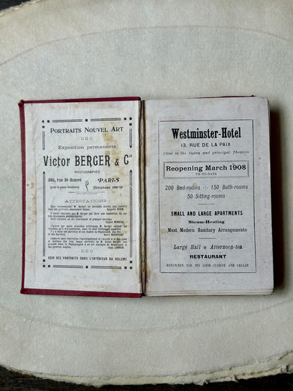Antique 1911 Paris Guide — Hôtel Westminster