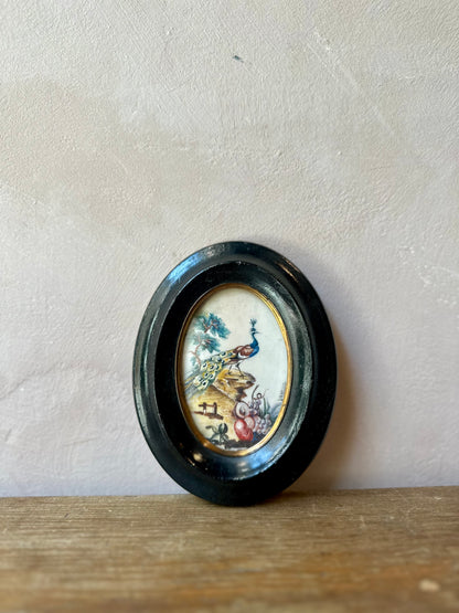 Antique Miniature Peacock Painting