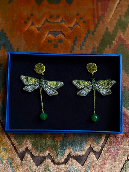 Green Dragonfly Earrings