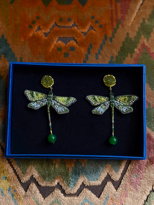 Green Dragonfly Earrings