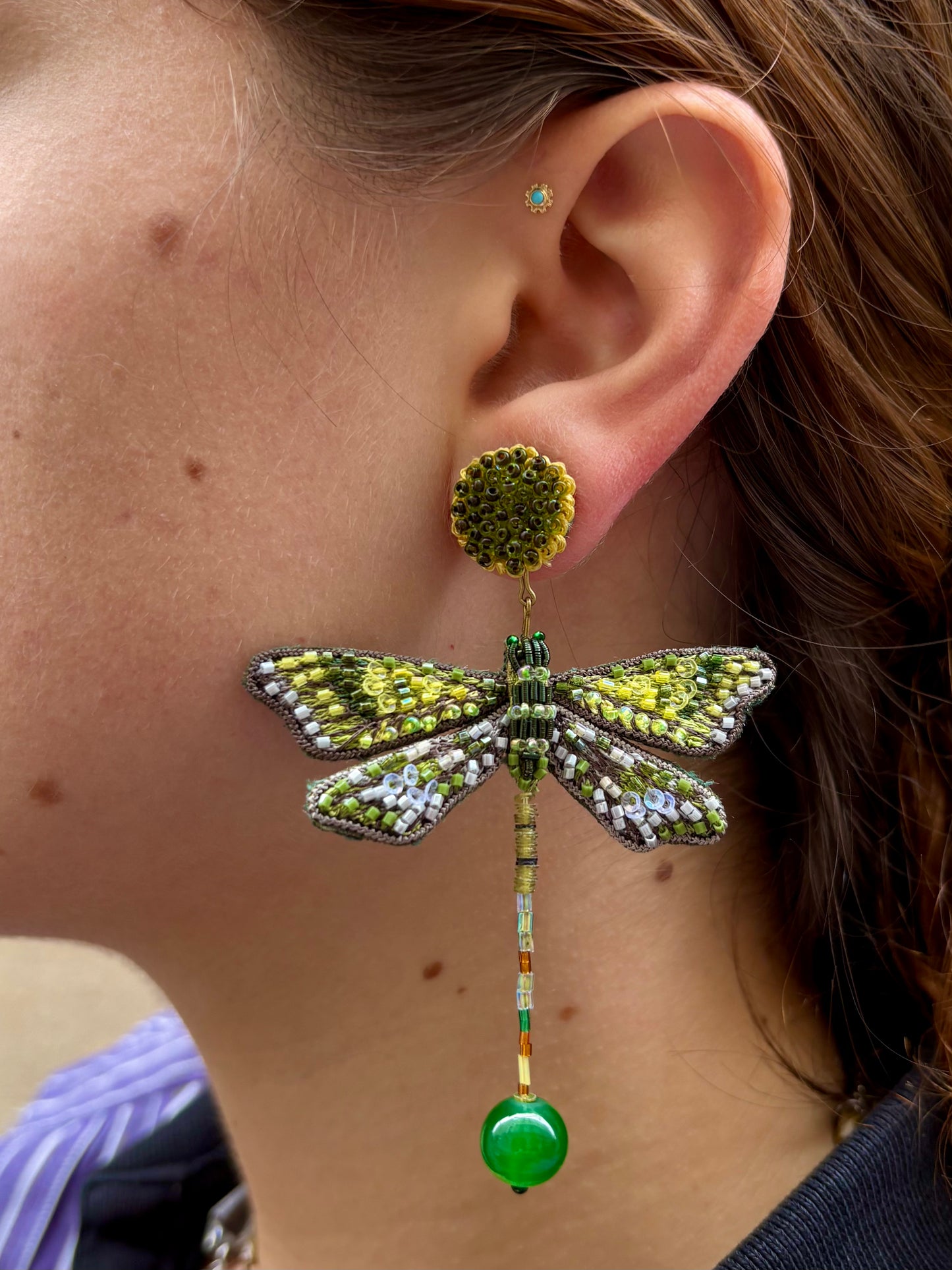 Green Dragonfly Earrings
