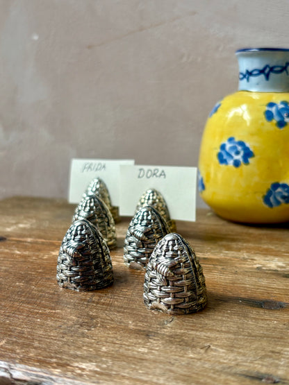 Vintage Beehive Place Card Holders Silver-Plated