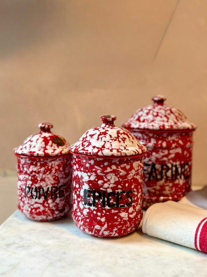 French Speckled Enamel Nesting Pots