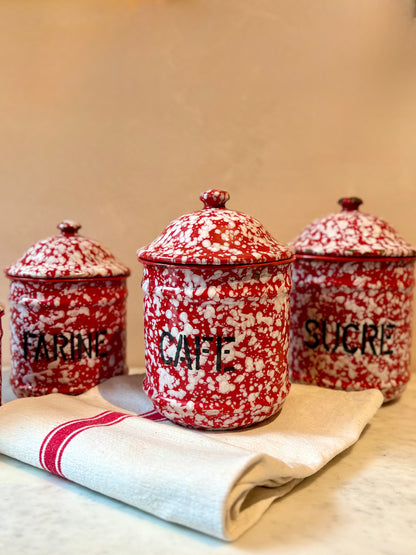 French Speckled Enamel Nesting Pots