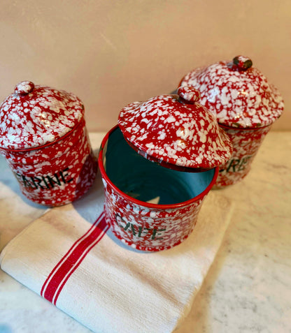 French Speckled Enamel Nesting Pots