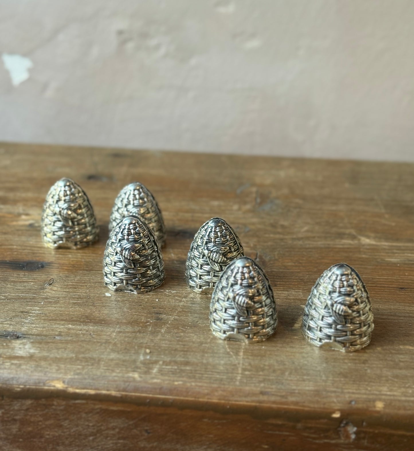 Vintage Beehive Place Card Holders Silver-Plated