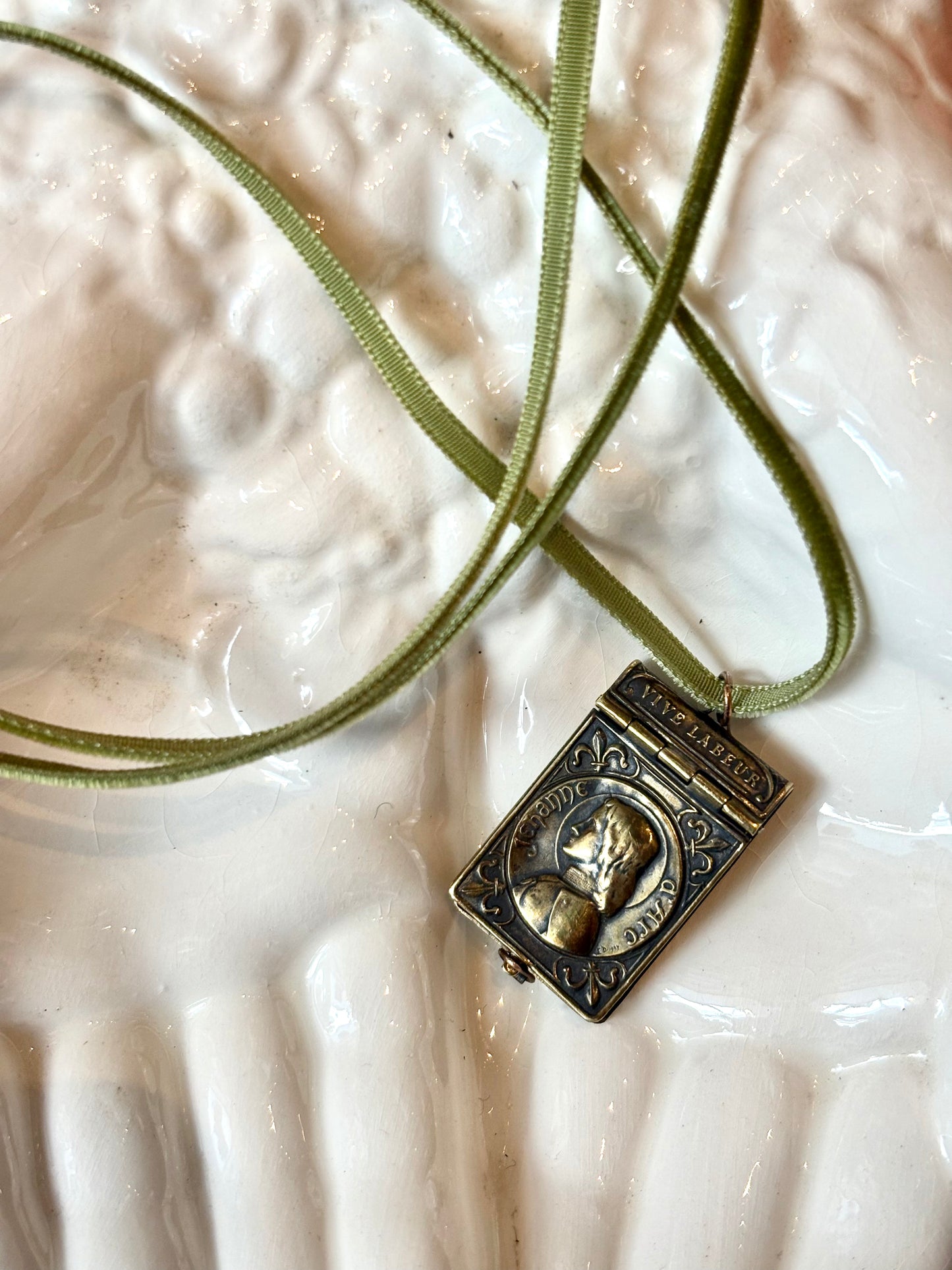 Rare Antique Joan of Arc Book Pendant