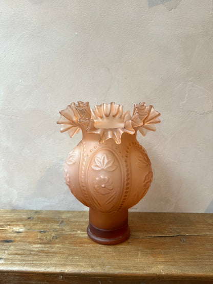 Vintage Pink Opaline Vase Art Deco Style