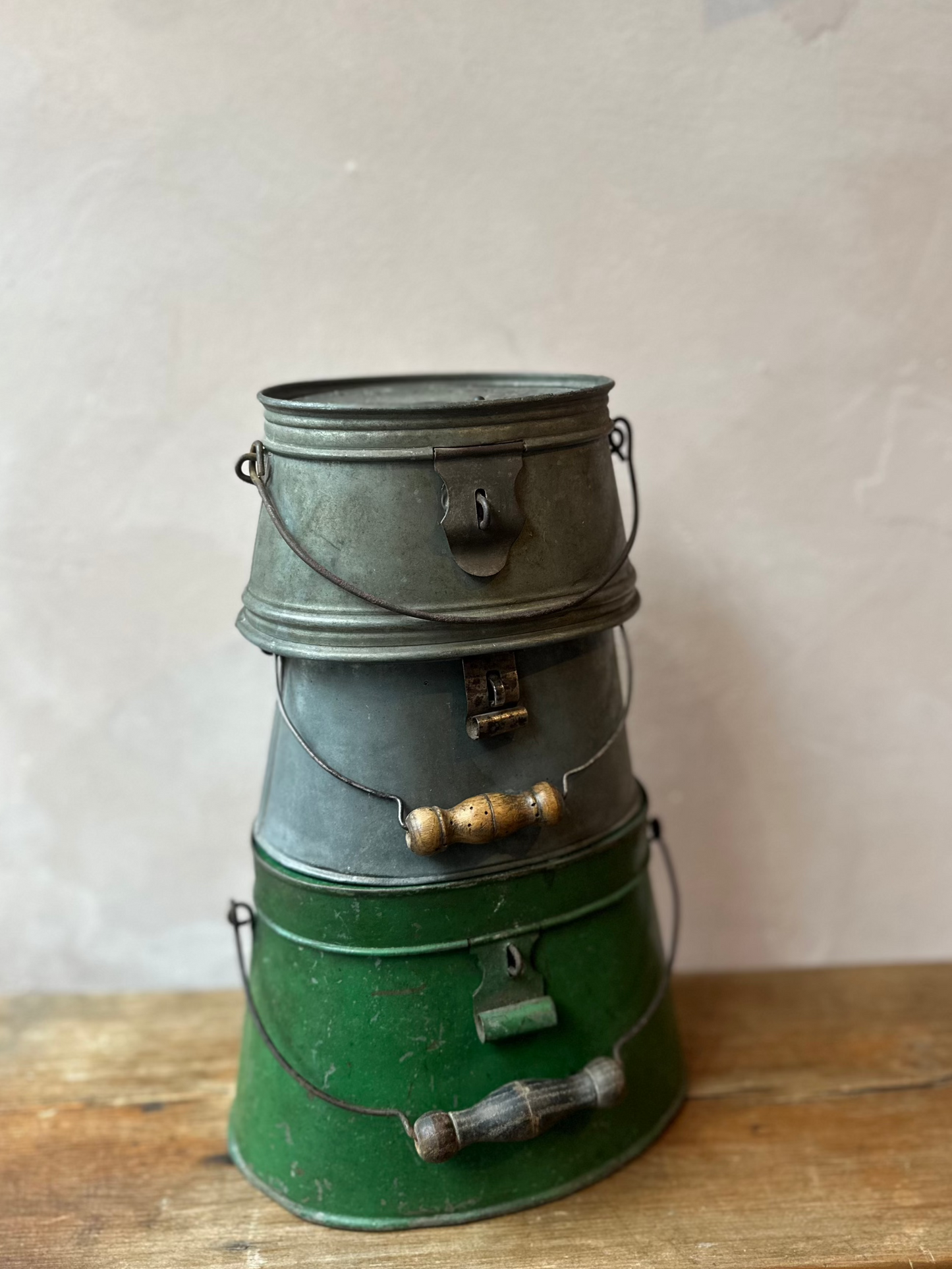 Antique Parisian Fishing Bait Buckets