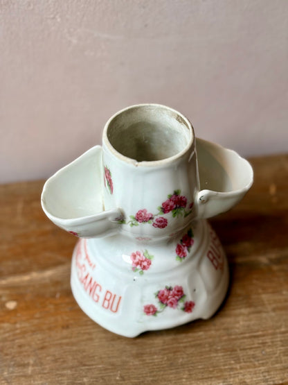 Antique Porcelain Condiment Holder & Waiter Bell