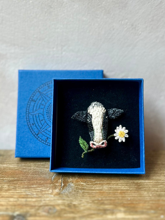 Jewelled Cow Brooch